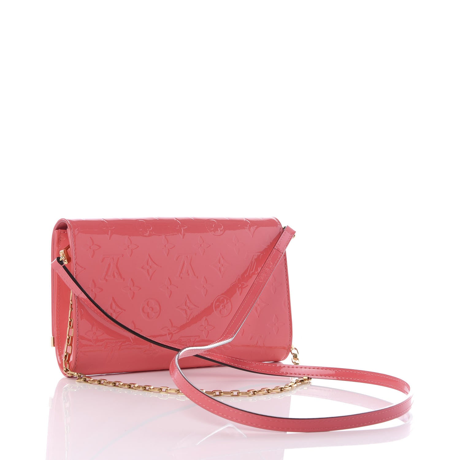 Louis Vuitton Vernis Ana Clutch Rose Litchi 2 of 9
