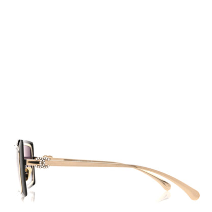 Chanel Metal Crystal CC Logo Sunglasses 71707 Black Gold 3 of 8