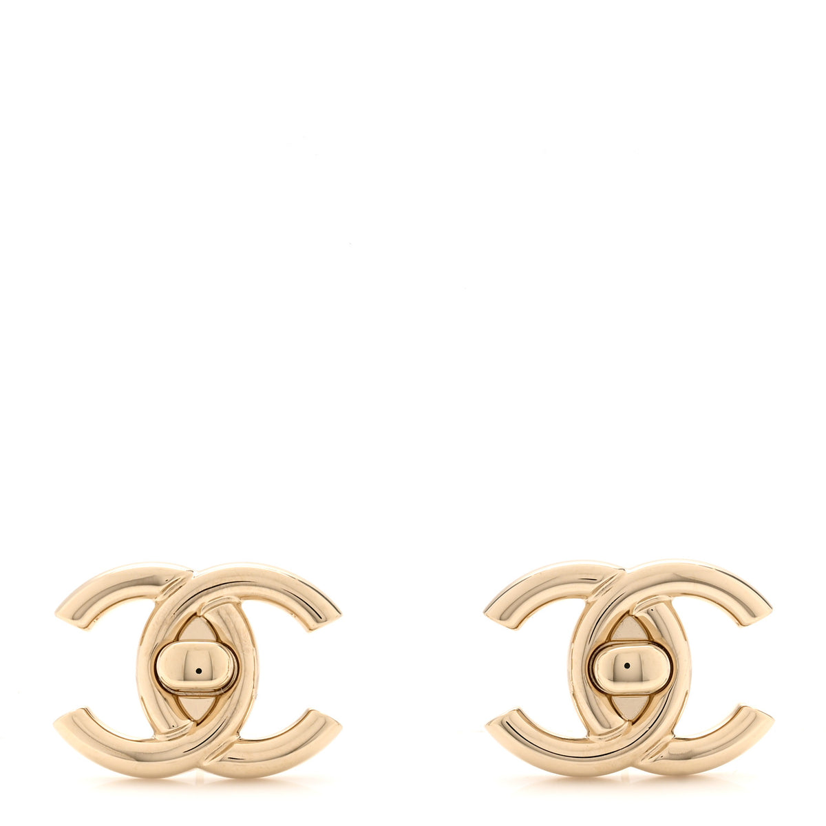 Metal CC Turnlock Earrings Gold