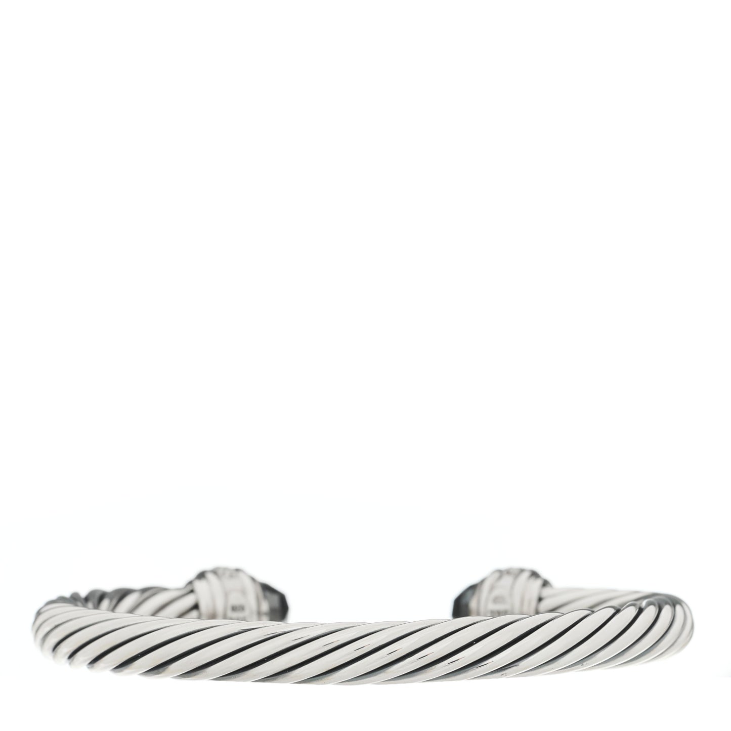 Sterling Silver Diamond Hematite 7mm Cable Classics Bracelet