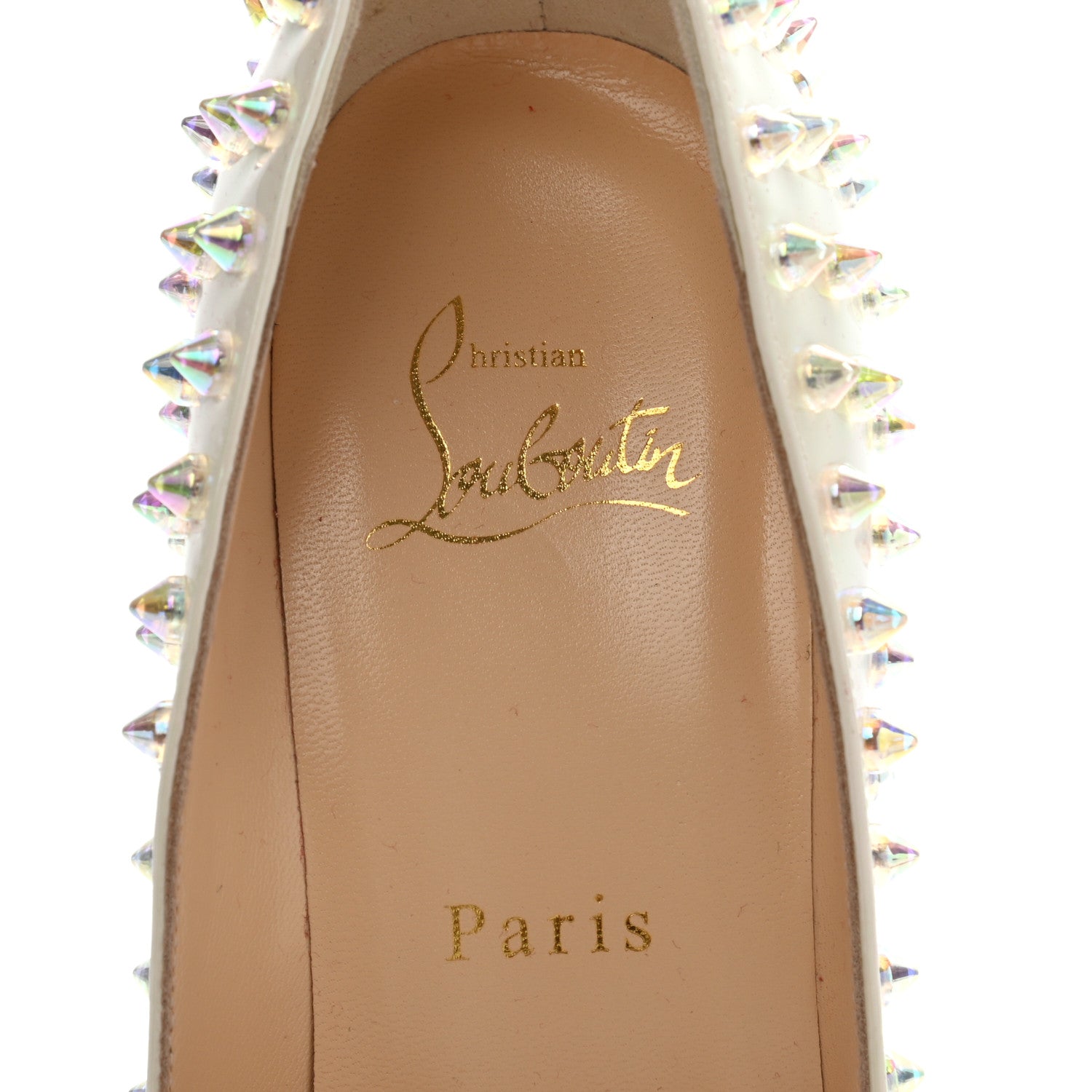 Christian Louboutin Patent Follies Spikes 100 Pumps 36.5 White 6 of 7