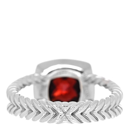 David Yurman Sterling Silver Diamond Garnet 7mm Petite Albion Ring 53 6.5 3 of 4