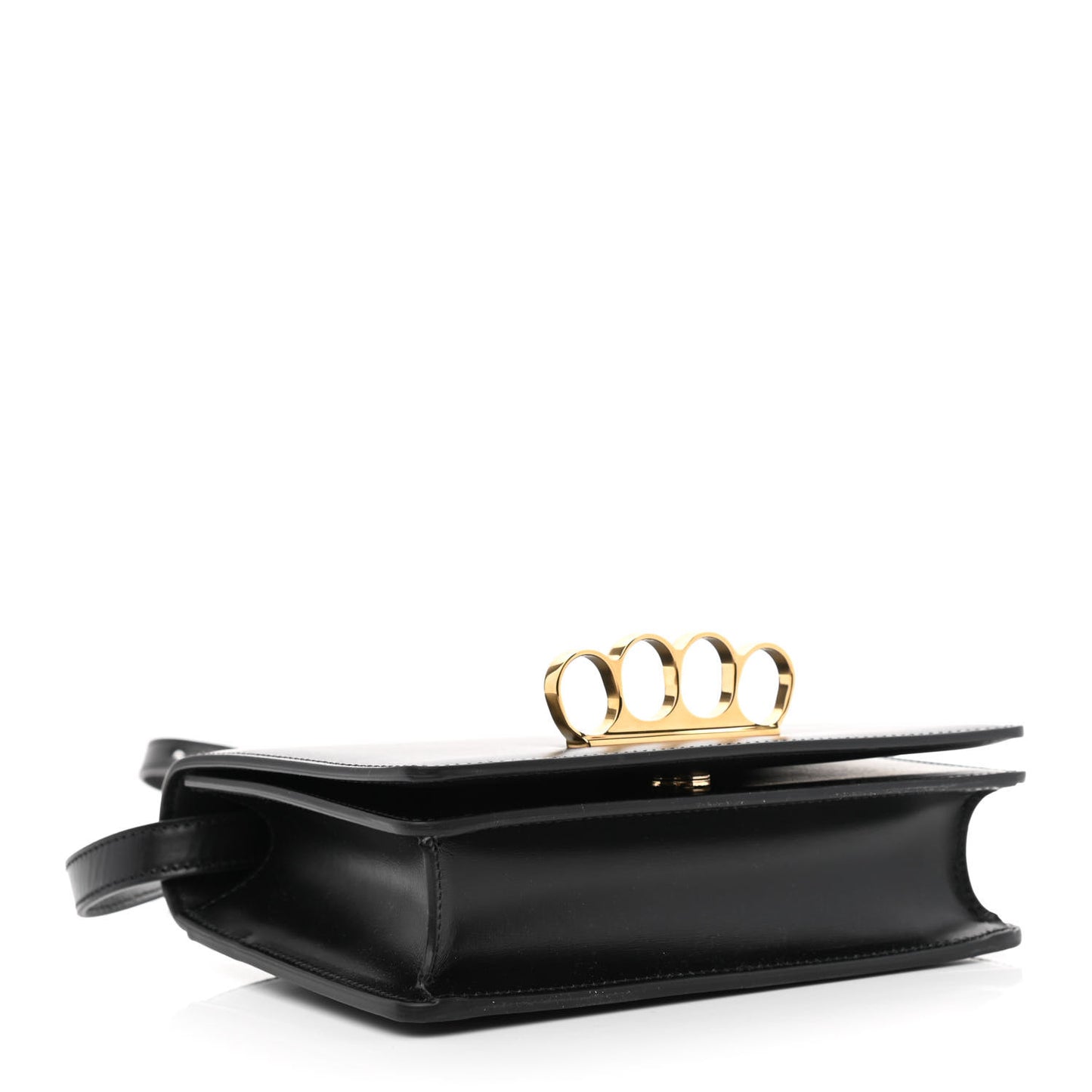 Smooth Calfskin Four Ring Knuckle Crossbody Bag Black