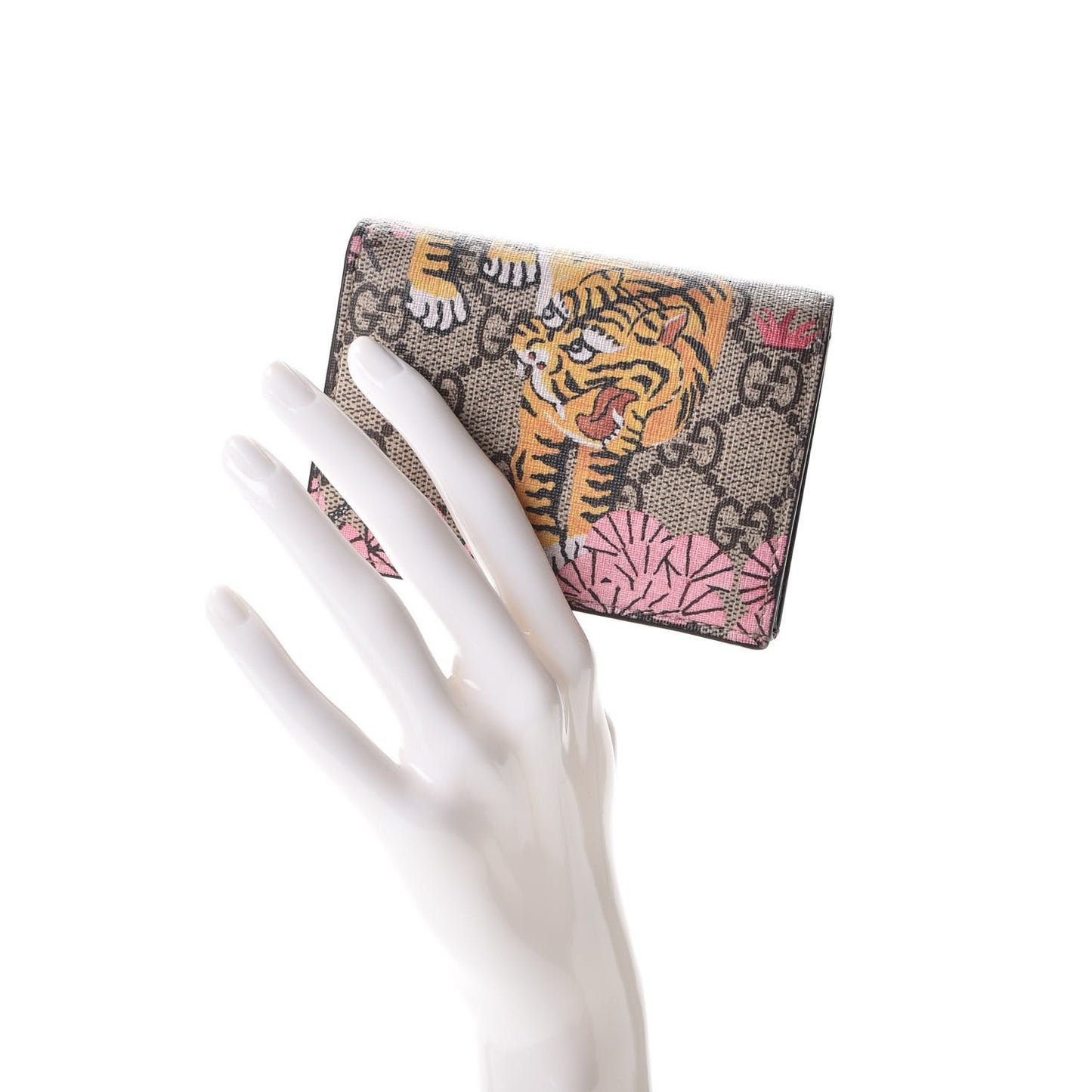 GG Supreme Monogram Bengal Card Case Beige Pink