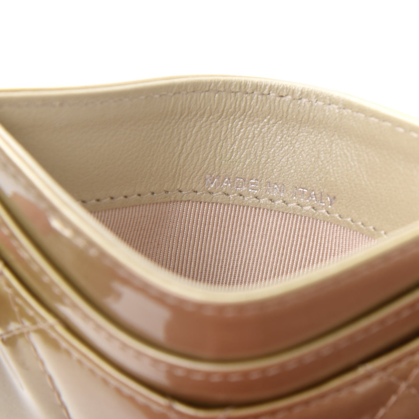 Patent Quilted Card Holder Gold