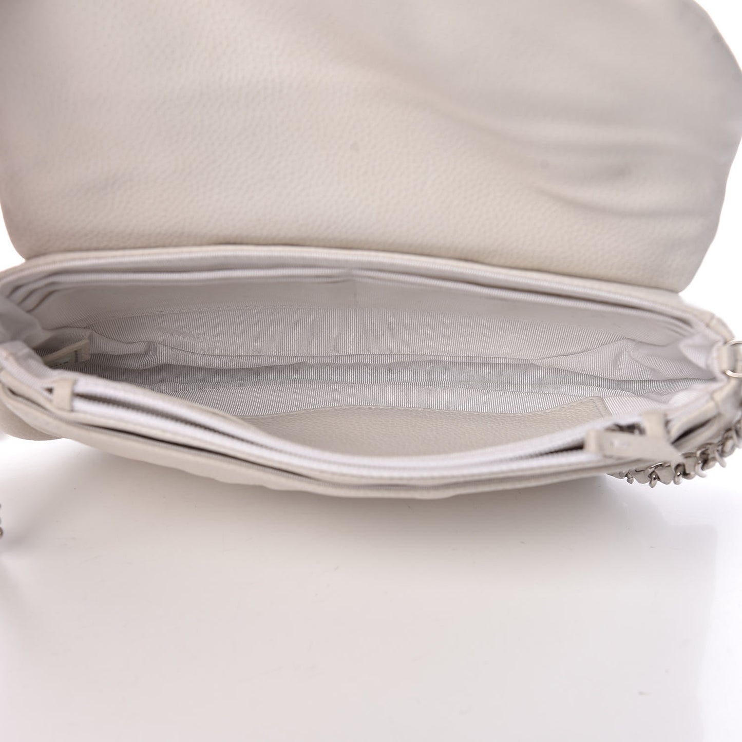 Caviar Half Moon Wallet On Chain WOC White