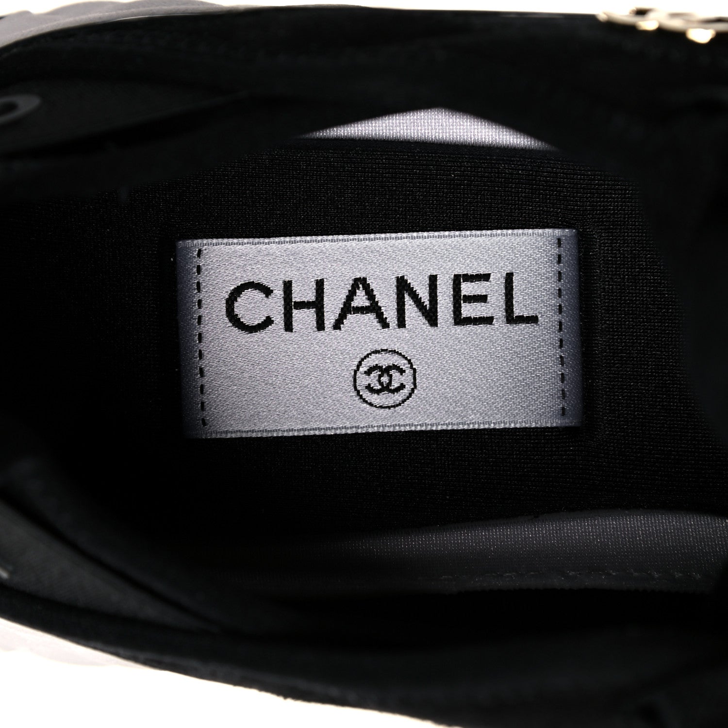 Chanel Velvet Calfskin Mixed Fibers CC Sneakers 38.5 Black 7 of 9
