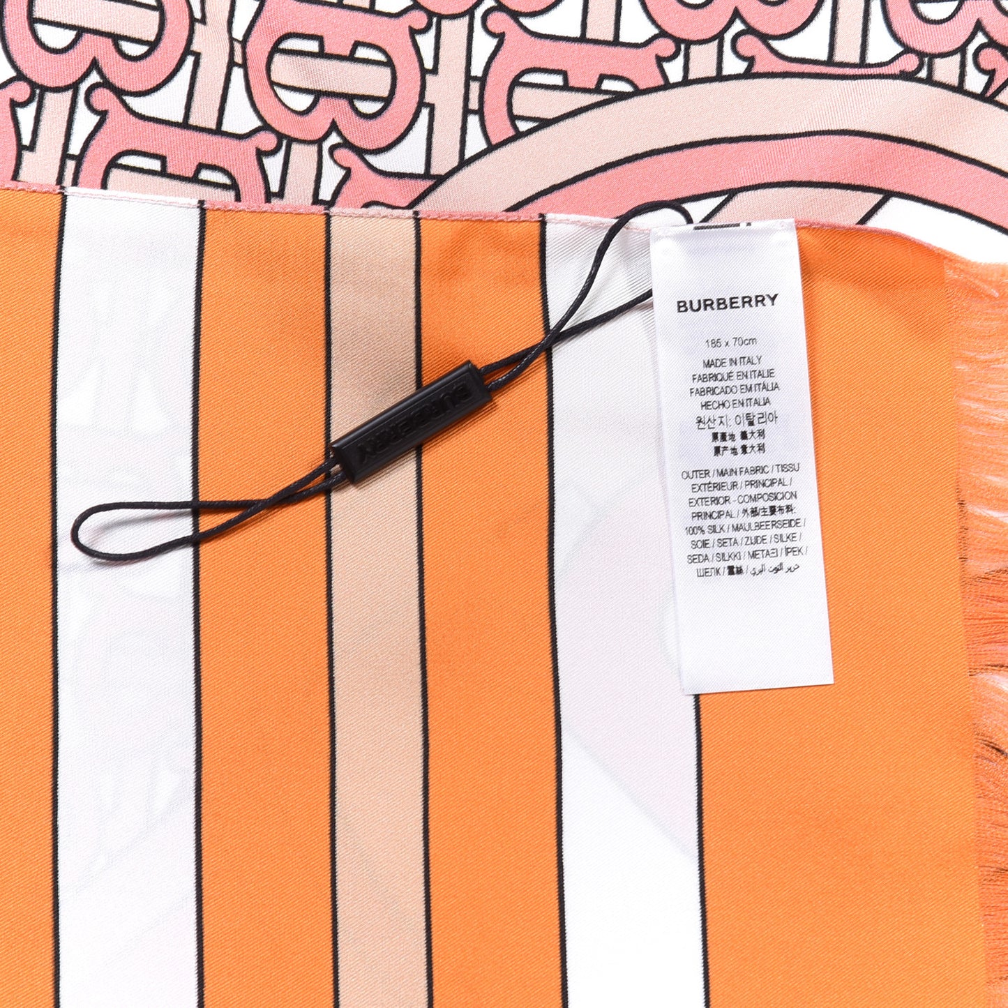 Silk Monogrammed TB Print Reversible Scarf Blush