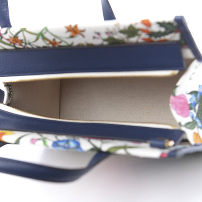 Gucci Canvas Medium Flora Tote White Multicolor Blue Agata 6 of 11