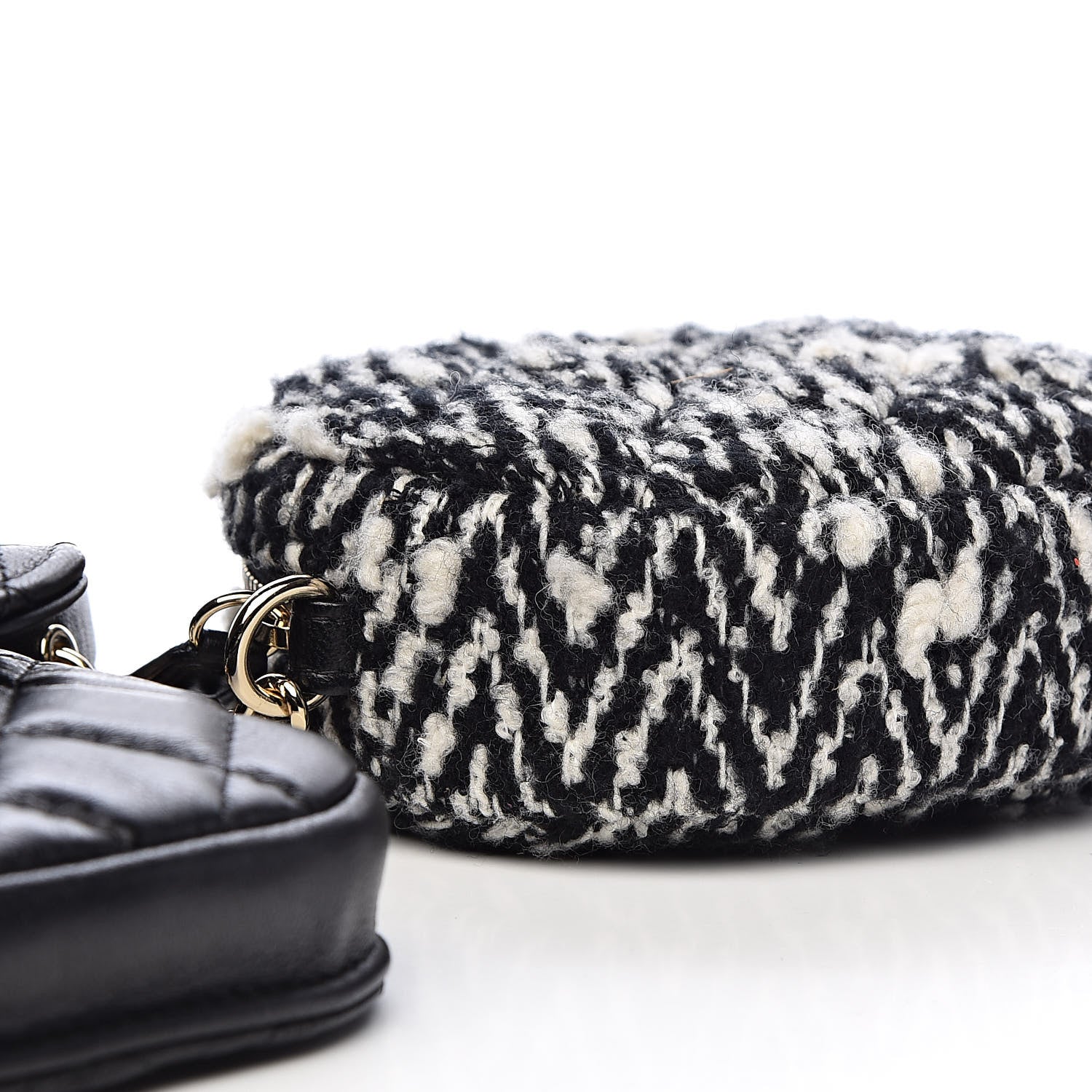 Chanel Tweed Lambskin Quilted Waist Bag With Coin Purse Black 11 of 15