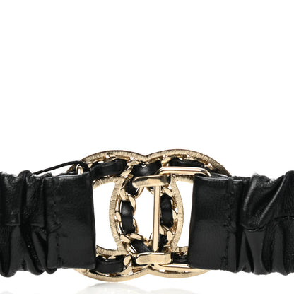 Chanel Lambskin Metal Strass Ruched Chain CC Belt 75 30 Black 4 of 6