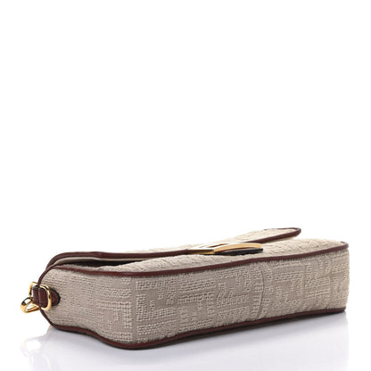 Fendi Sardinian Jacquard Vitello King FF 1974 Embroidered Baguette Corda Praline 3 of 4