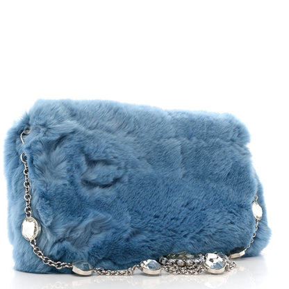 Miu Miu Rabbit Fur Crystal Flap Clutch Blue 3 of 11