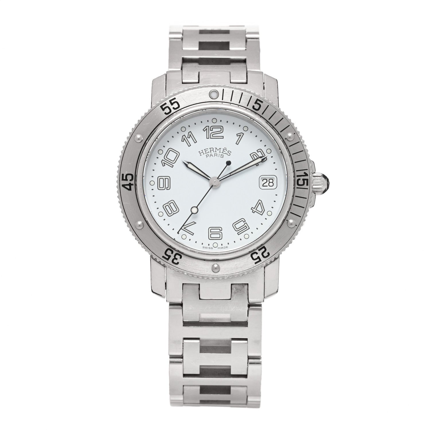 Hermes Stainless Steel 38mm Clipper Diver Quartz Watch White 1 of 4