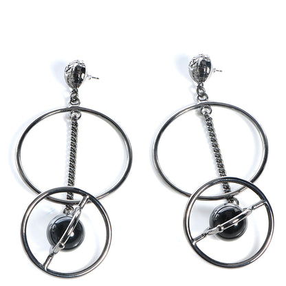 Chanel Ruthenium Large Saturn Drop Earrings 1 of 7