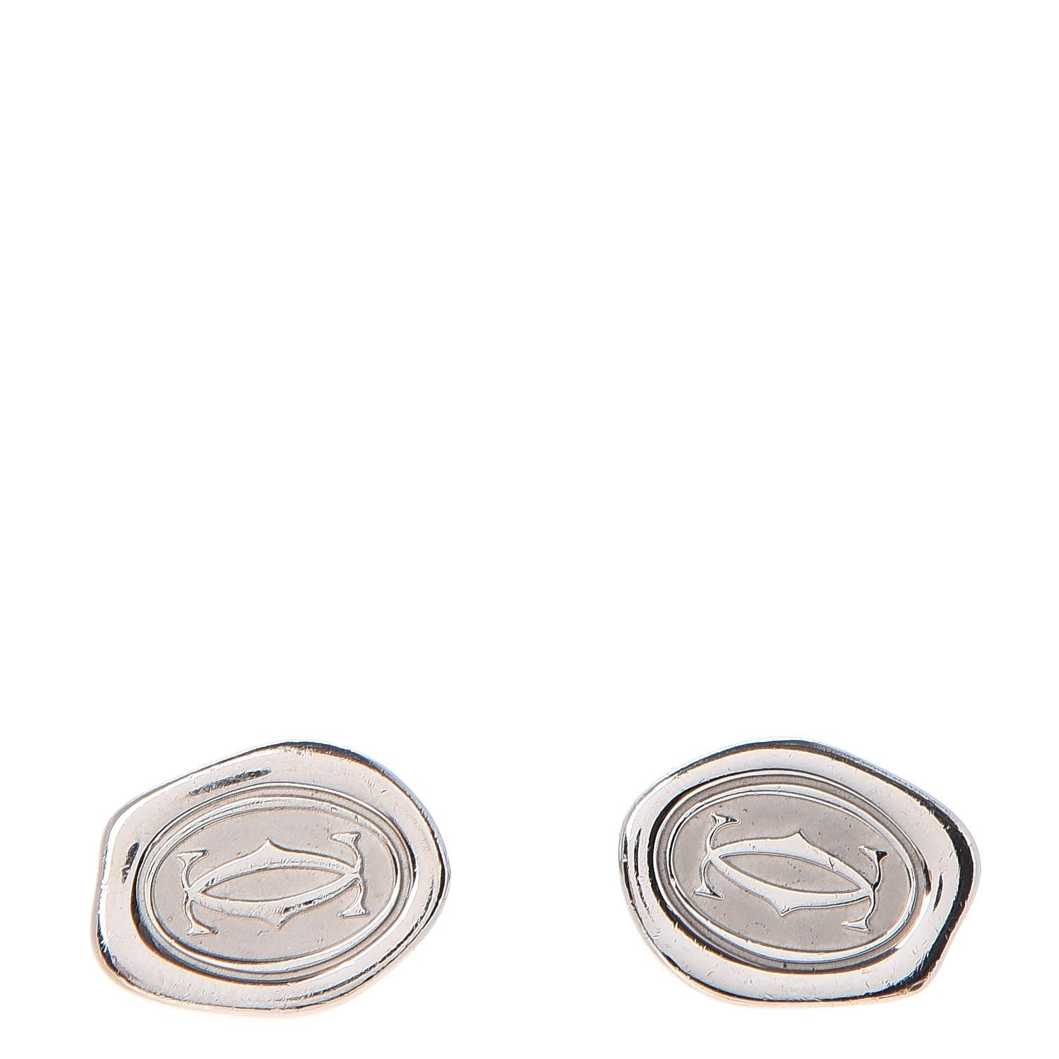 Cartier Sterling Silver Palladium Finish Wax Seal Motif Cufflinks 1 of 7