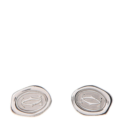 Cartier Sterling Silver Palladium Finish Wax Seal Motif Cufflinks 1 of 7