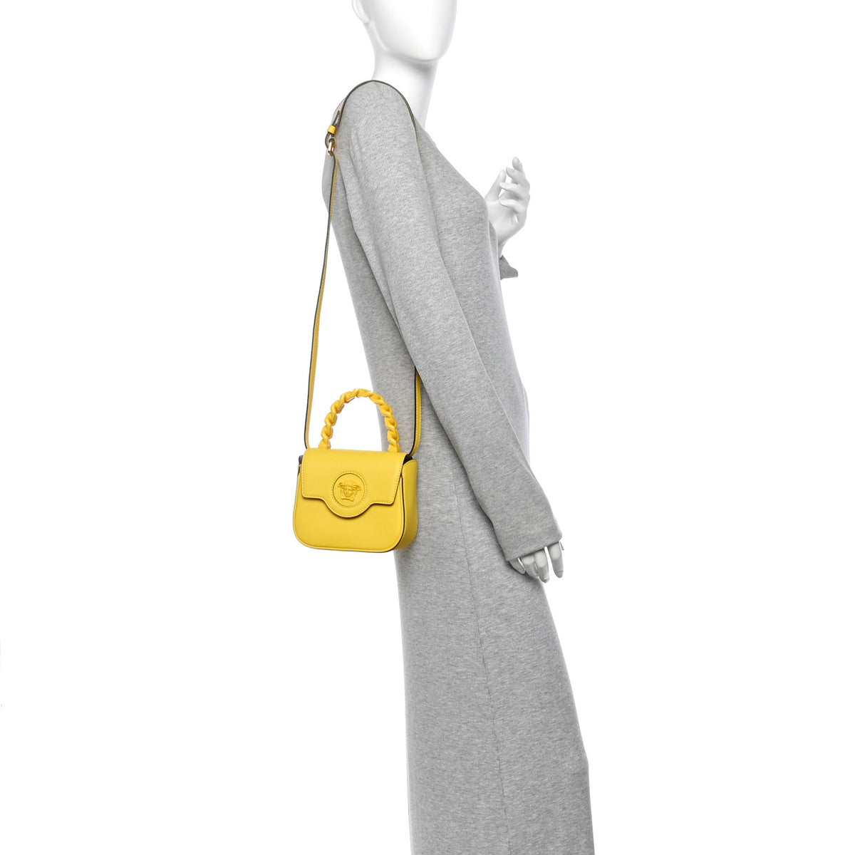 Versace Grained Calfskin Mini La Medusa Bag Yellow 2 of 9