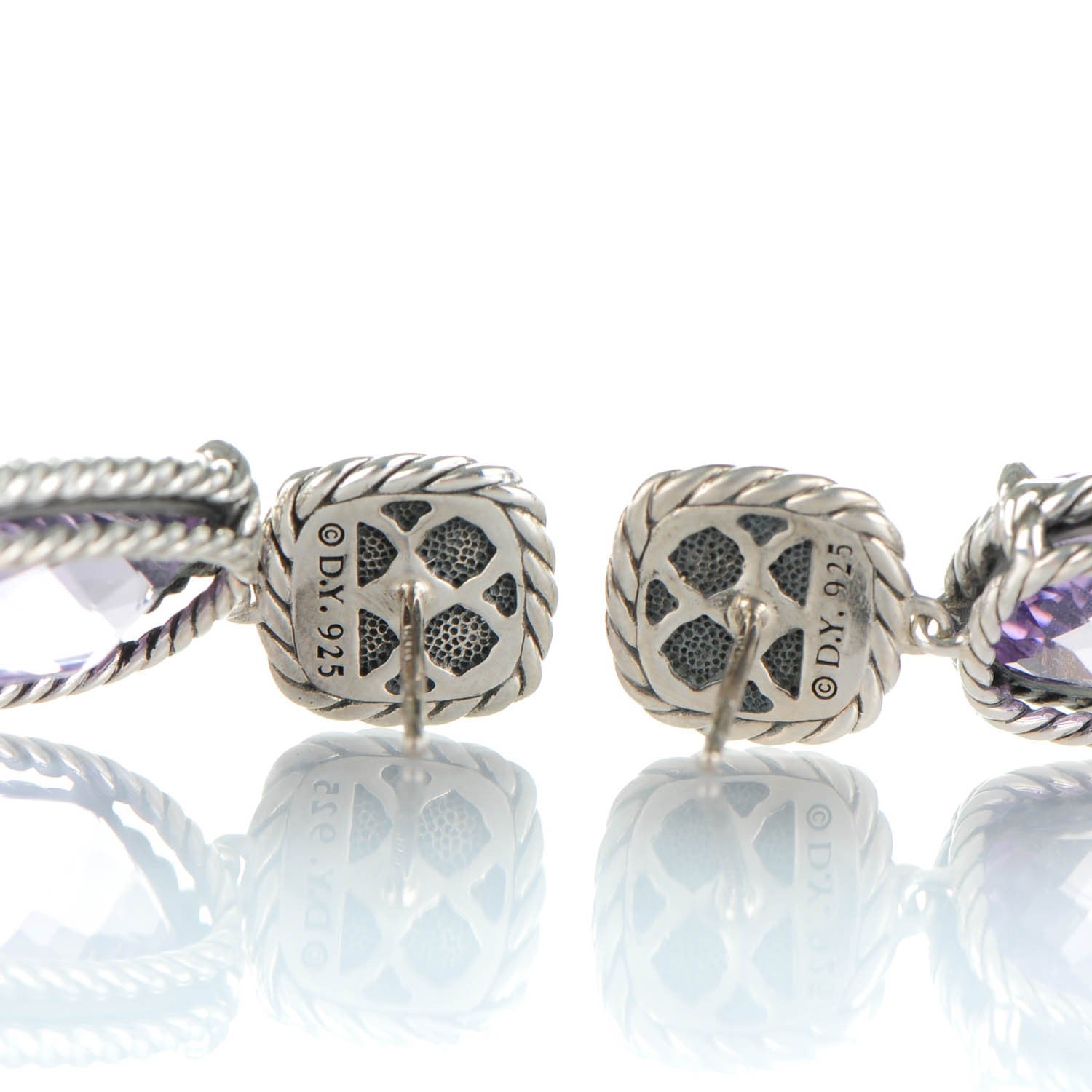 David Yurman Sterling Silver Lavender Amethyst 36mm Chatelaine Drop Earrings 3 of 4