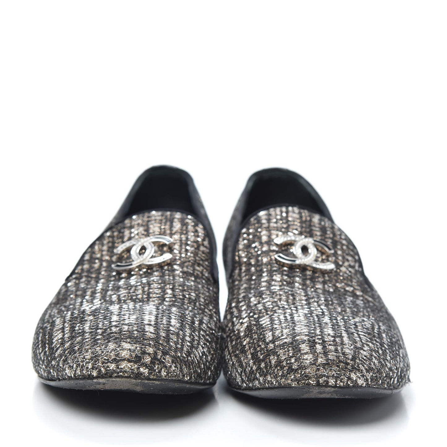 Fantasy Tweed CC Mocassin Loafers 41 Pink Black