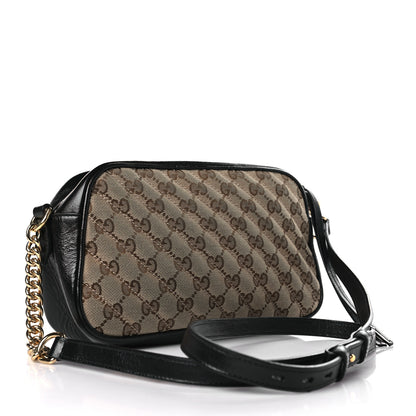 Gucci Monogram Matelasse Diagonal Small GG Marmont Chain Shoulder Bag Beige Black 3 of 12