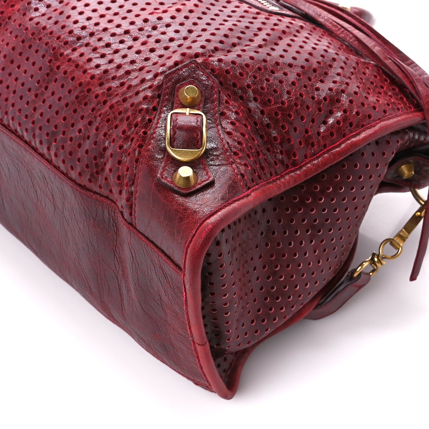 Balenciaga Agneau Laser Cut Cross Classic Gold Hardware City Rouge Lie De Vin 12 of 12