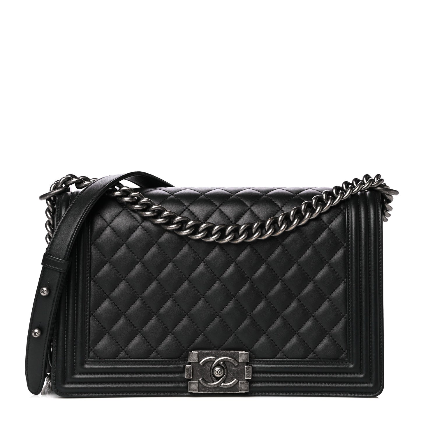 Calfskin Quilted New Medium Boy Flap Black