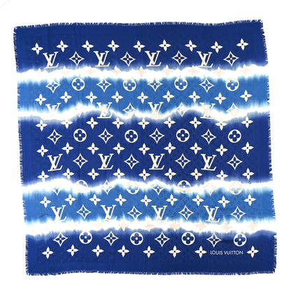 Louis Vuitton Wool Silk Monogram Escale Square Scarf Blue 1 of 3