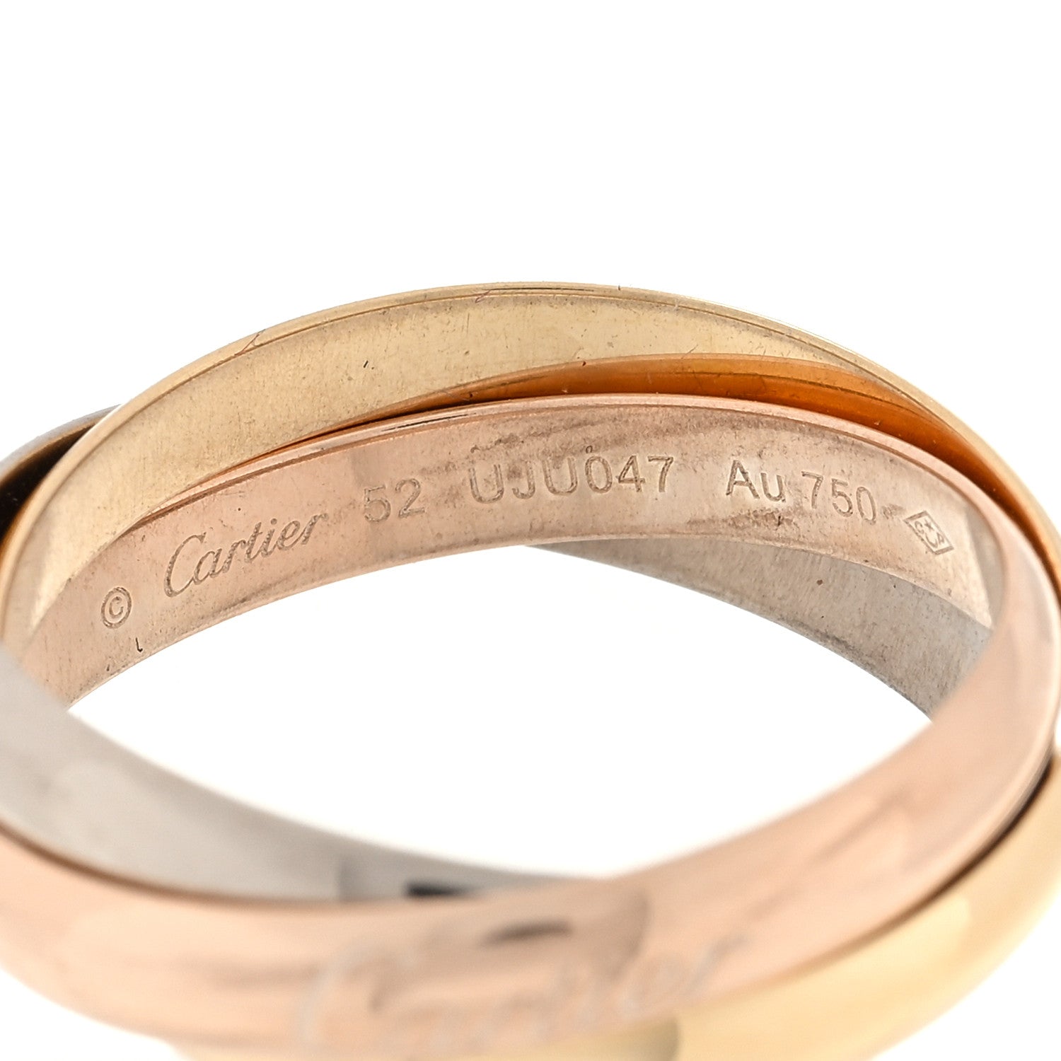 Cartier 18K Pink Yellow White Gold Small Trinity Ring 52 6 4 of 5