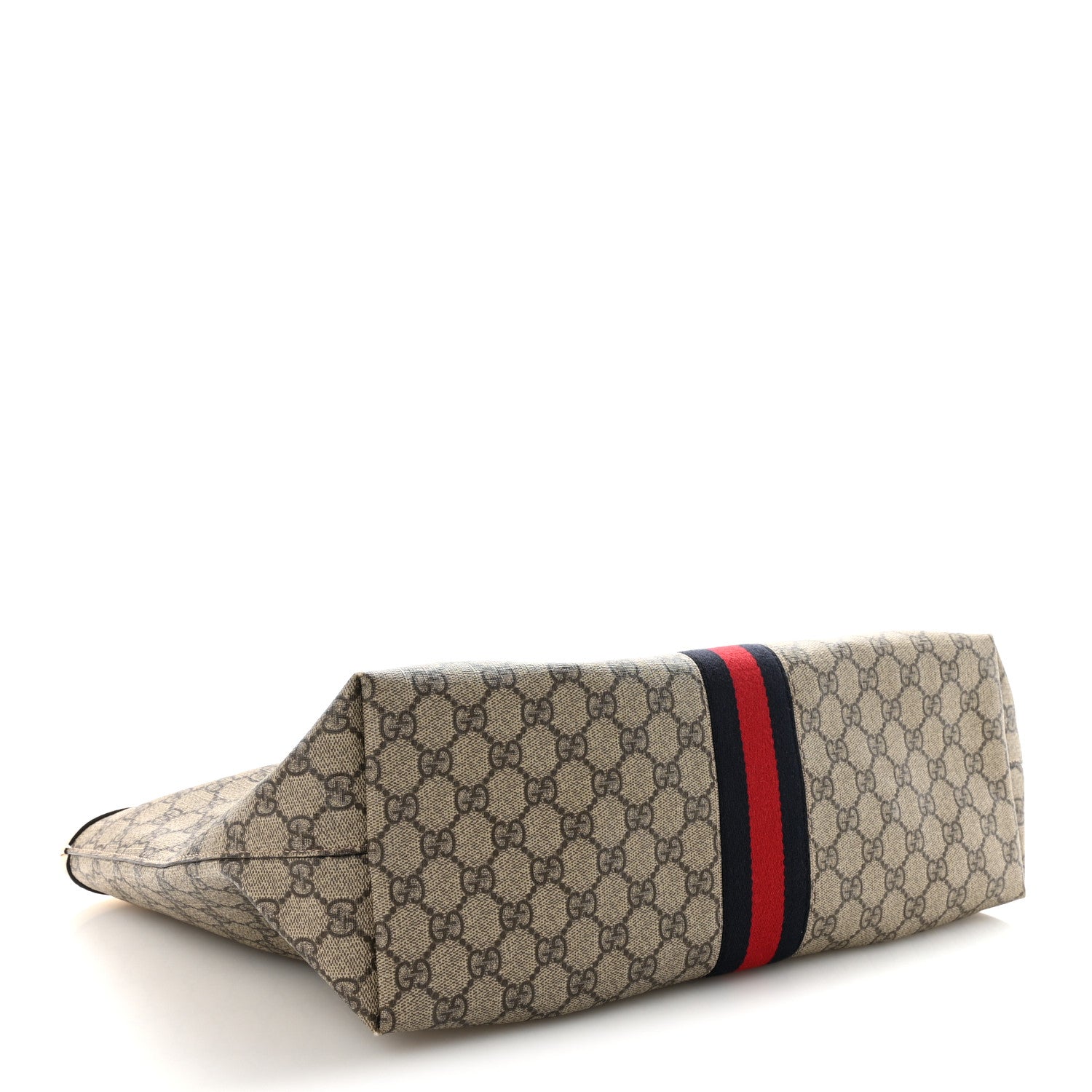 Gucci GG Supreme Monogram Textured Calfskin Web Medium Ophidia Shopping Tote Beige Ebony Mystic White 4 of 10