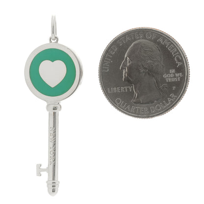 Tiffany Sterling Silver Enamel Heart Key Pendant Blue 2 of 5