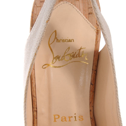 Christian Louboutin Canvas Bebe Fusee 65 Cork Wedges 38.5 7 of 7