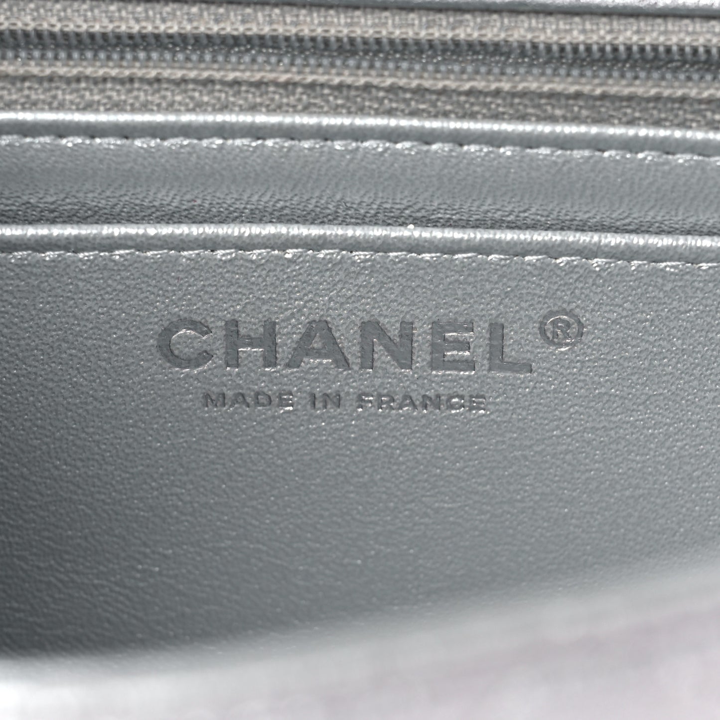 Metallic Lambskin Quilted Mini Rectangular Flap Silver