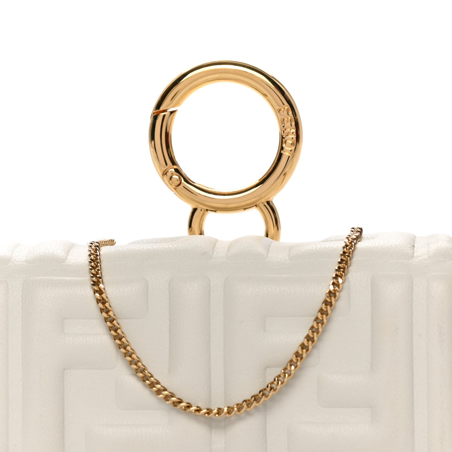 Fendi Nappa Matisse FF Embossed Nano Baguette Charm White 8 of 10