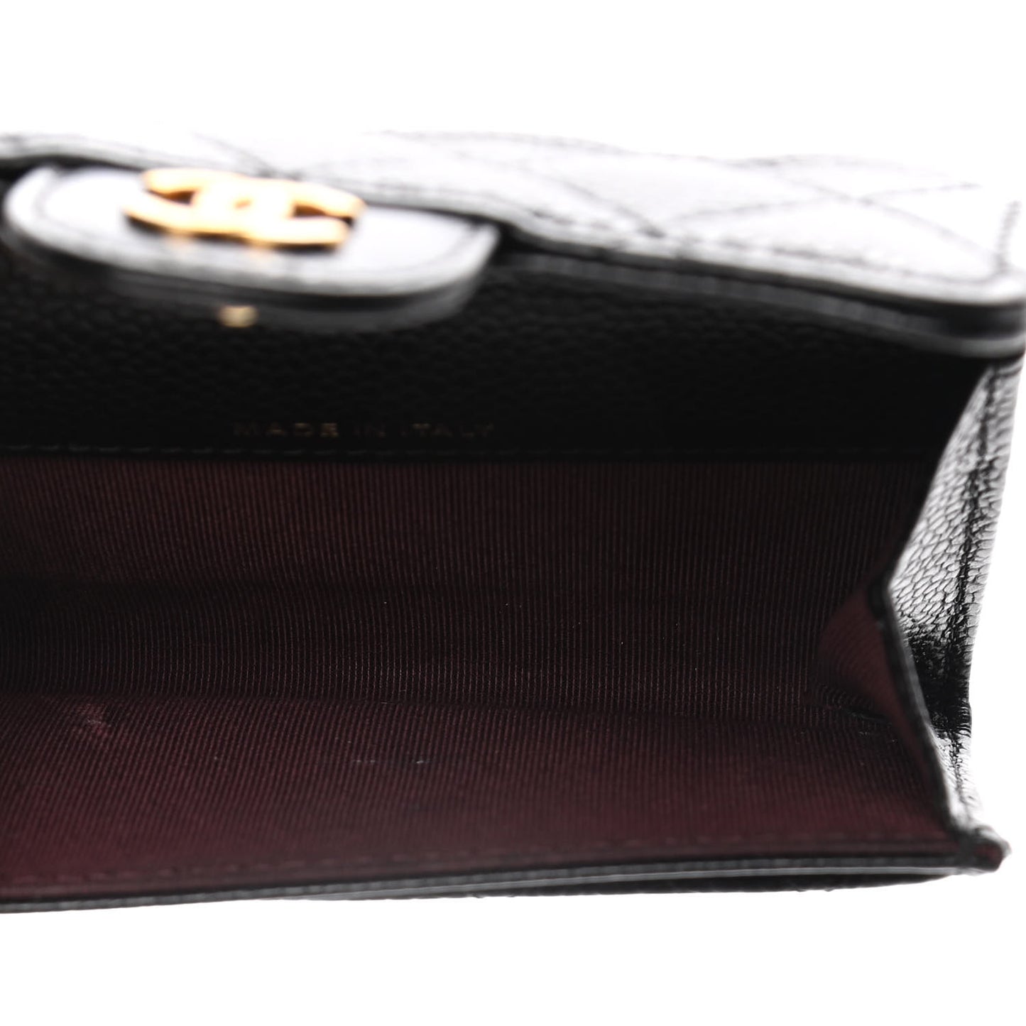 Caviar Quilted Flap Card Holder Black