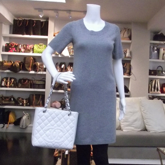 Caviar Petit Shopping Tote PST White