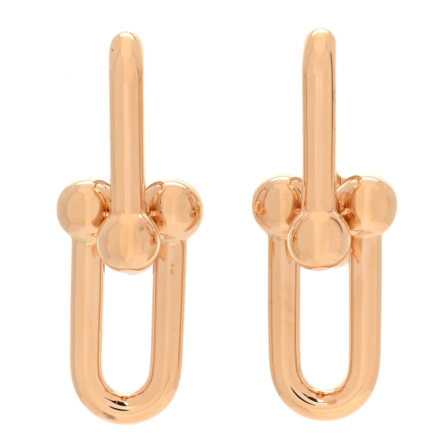 Tiffany 18K Rose Gold Large HardWear Link Earrings 1 of 5