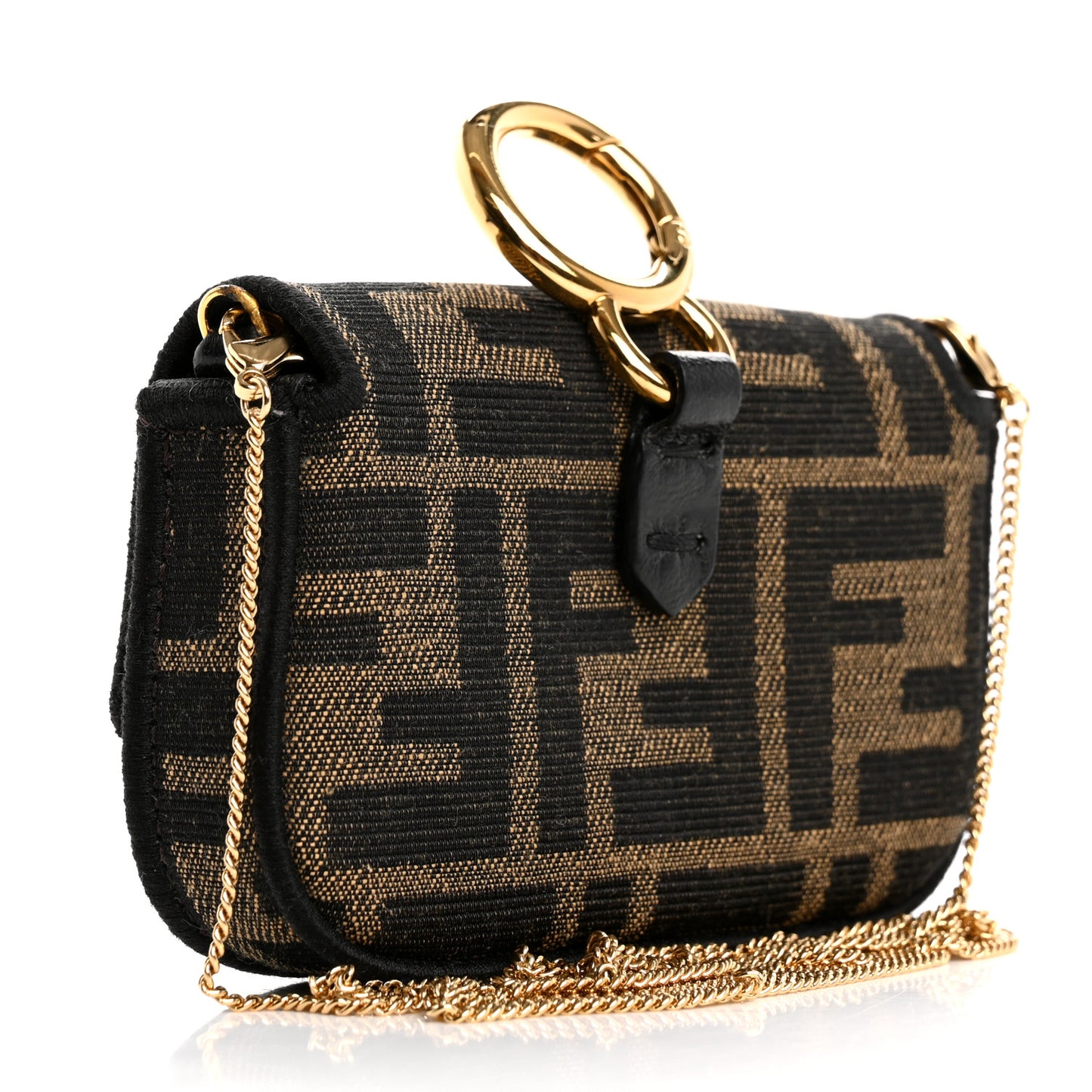 Fabric Jacquard FF 1974 Nano Baguette Charm Tobacco Moro Black