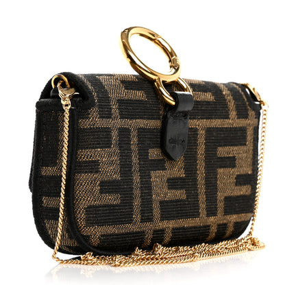 Fendi Fabric Jacquard FF 1974 Nano Baguette Charm Tobacco Moro Black 3 of 14