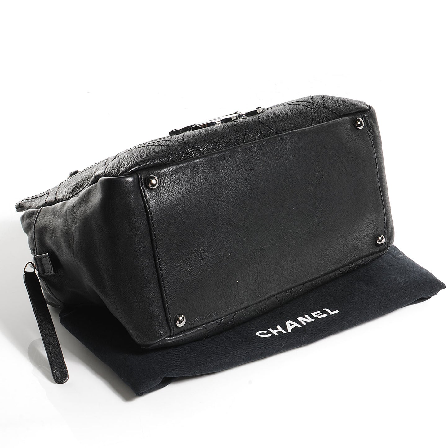 Calfskin Small Diamond Stitch Tote Black