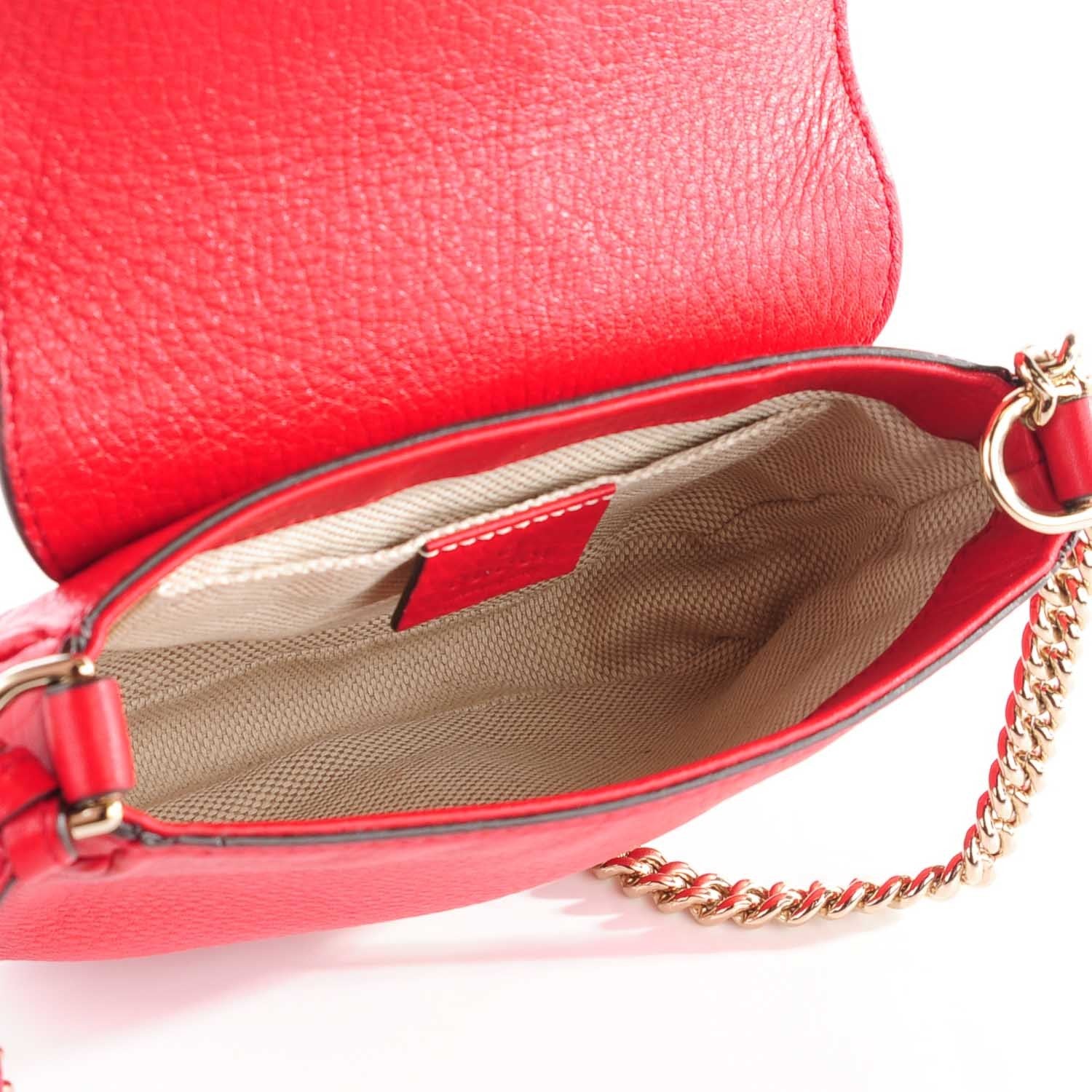 Gucci Pebbled Calfskin Small Soho Flap Crossbody Red 5 of 7