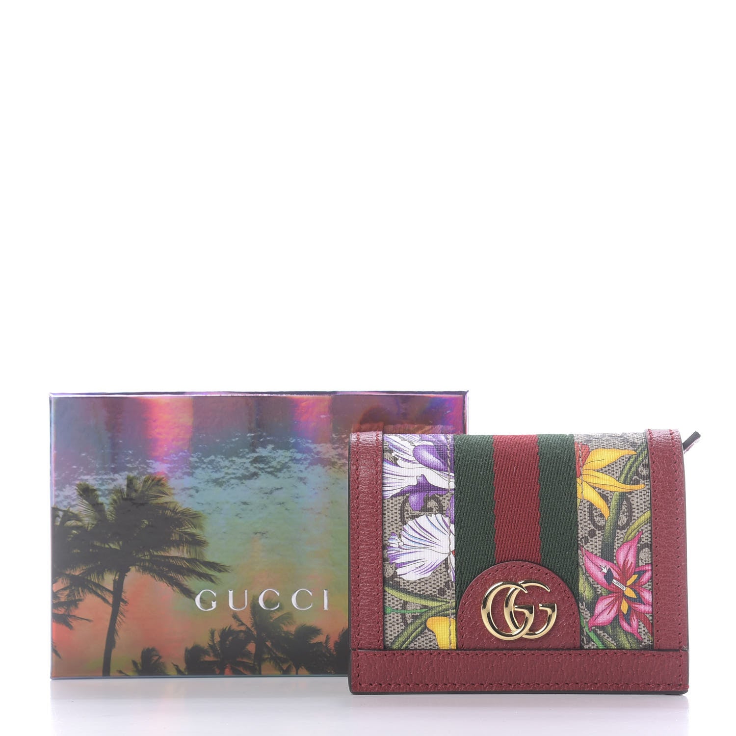 Gucci GG Supreme Monogram Flora Web Ophidia Card Case Red 9 of 9