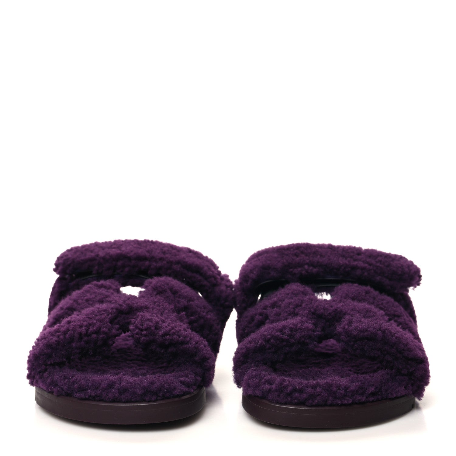 Hermes Woolskin Womens Chypre Sandals 38 Violet Fonce 2 of 8