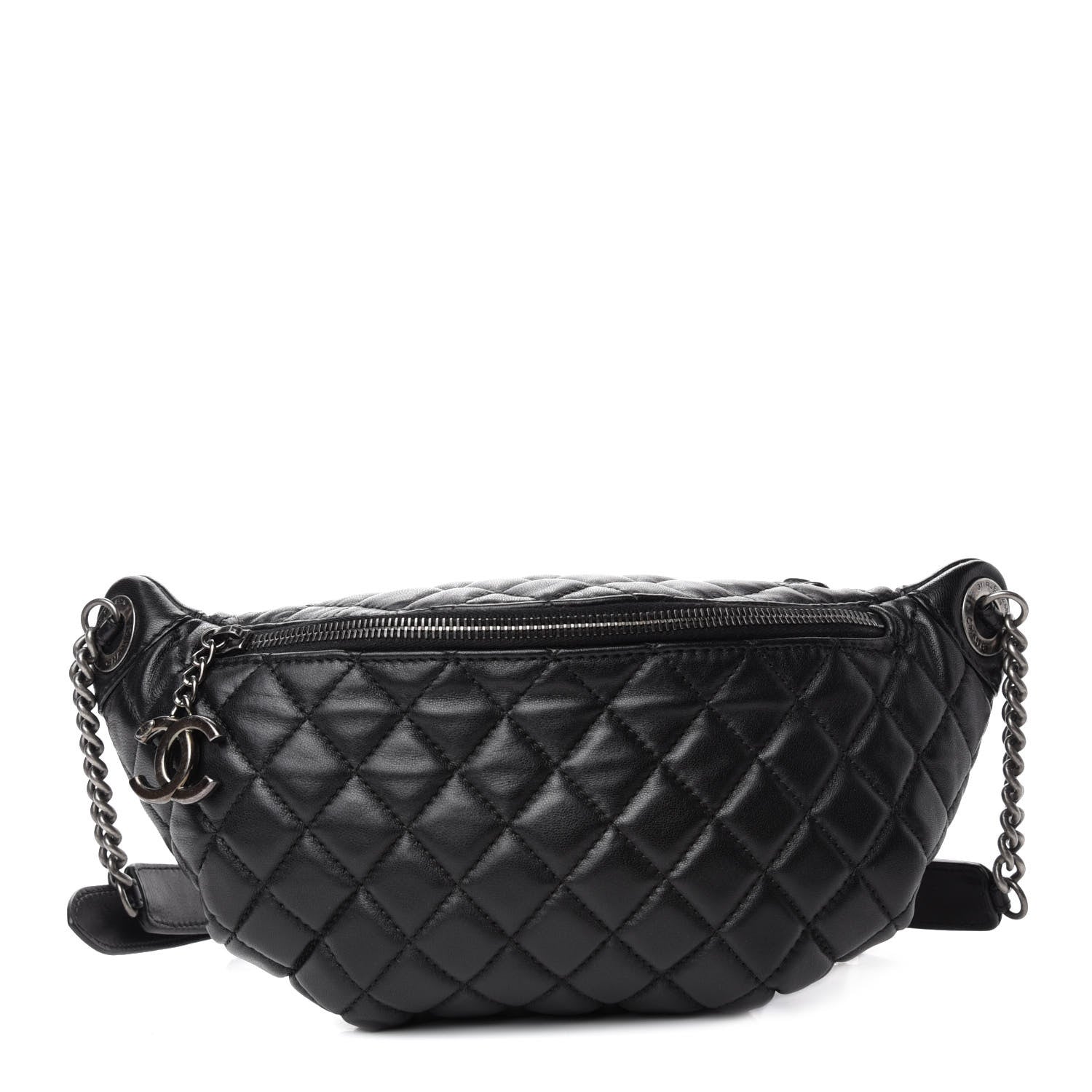 Chanel Lambskin Quilted Banane Waist Bag Fanny Pack Black 1 of 10