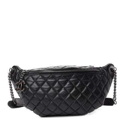 Chanel Lambskin Quilted Banane Waist Bag Fanny Pack Black 1 of 10