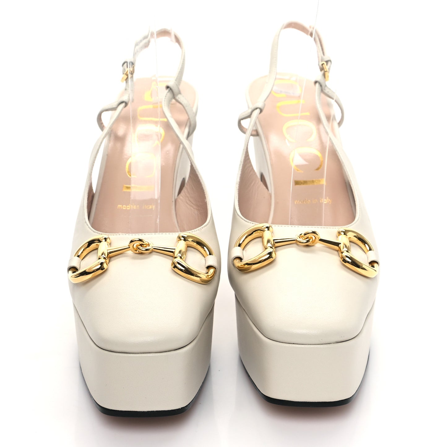 Nappa Horsebit Platform 35/120mm Slingback Pumps 40 New Mystic White