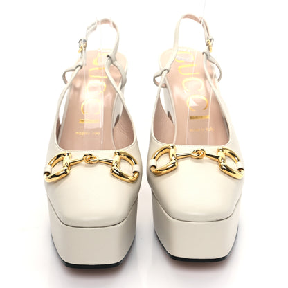 Gucci Nappa Horsebit Platform 35/120mm Slingback Pumps 40 New Mystic White 2 of 7