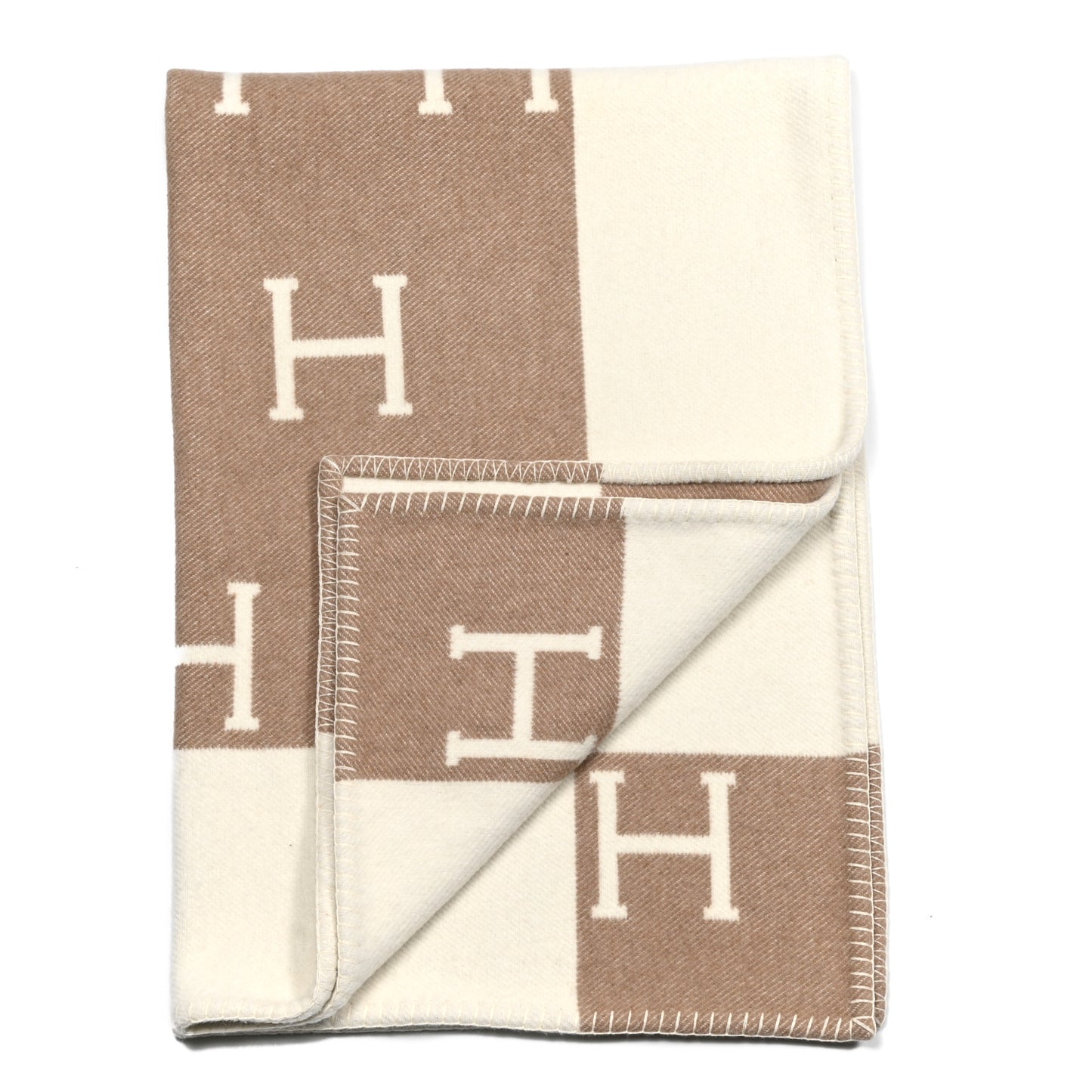 Wool Cashmere Avalon Baby Blanket Noisette Moyen White
