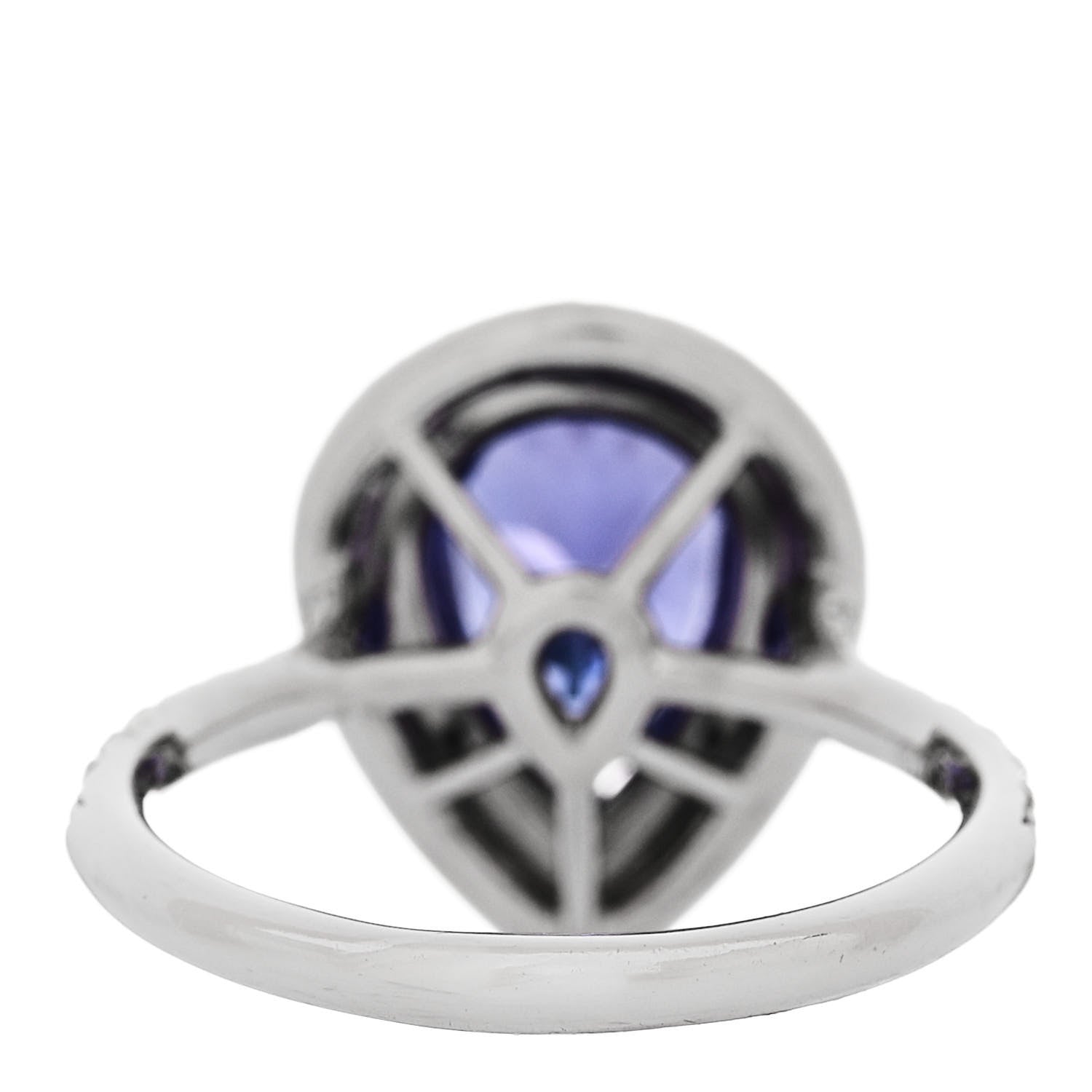 Tiffany Platinum Diamond Tanzanite Soleste Pear Cut Ring 50 5.5 4 of 6