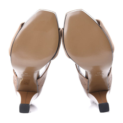 Gucci Patent Kid Scamosciato Ostrich Babylon Ankle Strap Sandal Pumps 36 Marron Glace 6 of 11